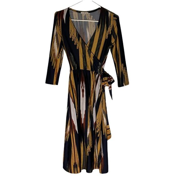 CHARLOTTE Russe Faux Wrap Striped 3/4‎ Sleeve Striped Dress XS - Picture 1 of 7